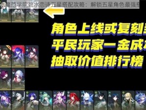 范冰冰魔范学院碧水恋诗五星搭配攻略：解锁五星角色最强搭配秘籍