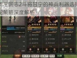 少年三国志2斗将甘宁的神兵利器选择与搭配策略深度解析