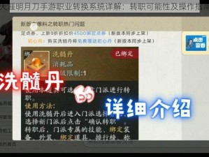 天涯明月刀手游职业转换系统详解：转职可能性及操作指南