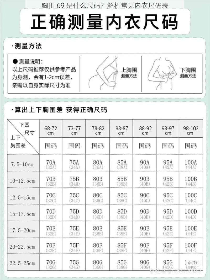 胸围 69 是什么尺码？解析常见内衣尺码表