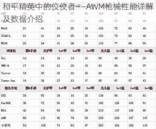 和平精英中的佼佼者——AWM枪械性能详解及数据介绍