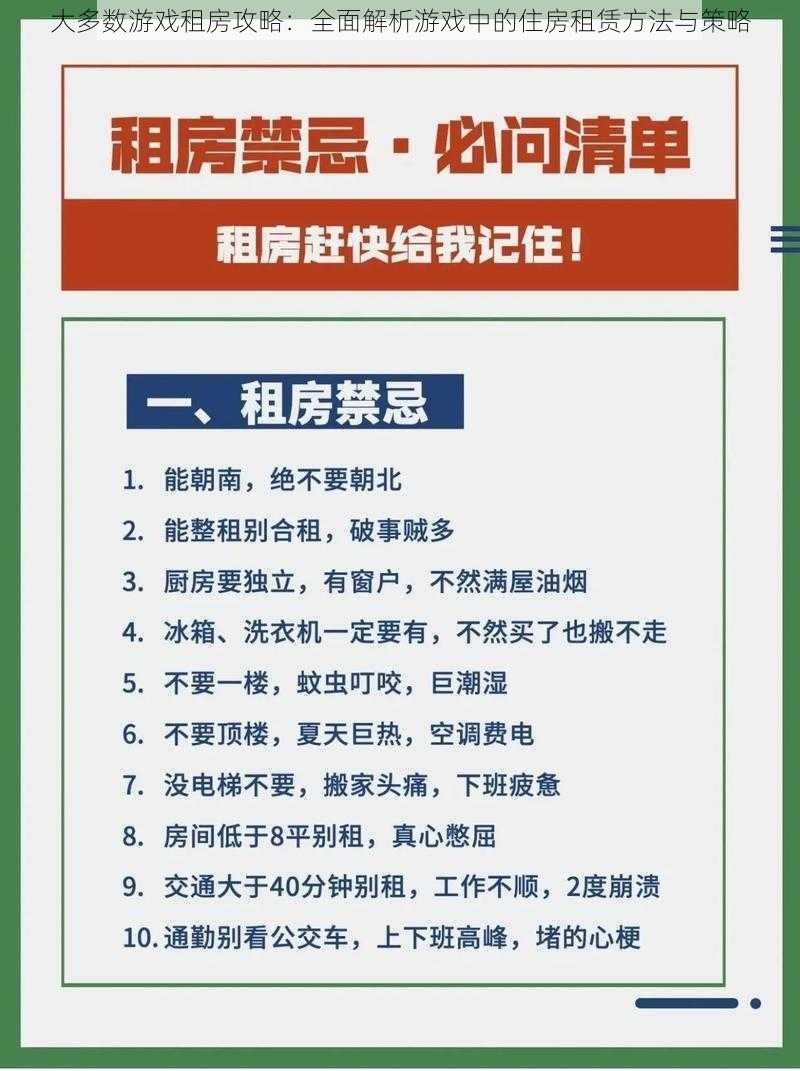 大多数游戏租房攻略：全面解析游戏中的住房租赁方法与策略