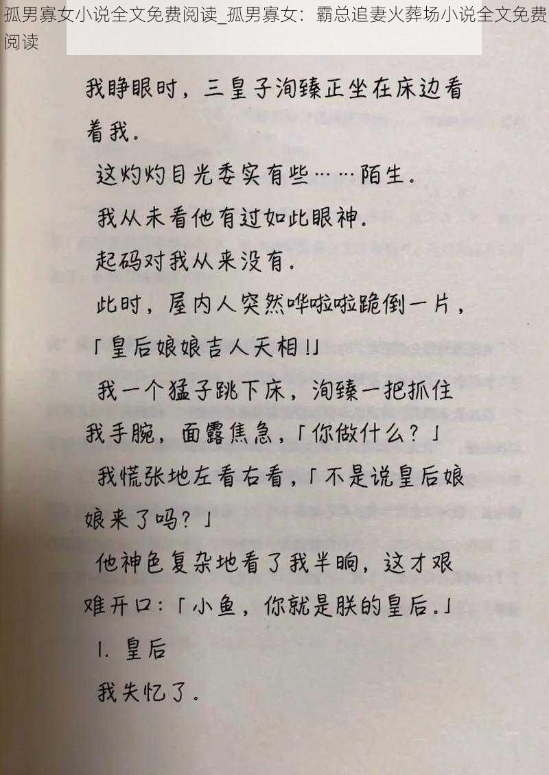 孤男寡女小说全文免费阅读_孤男寡女：霸总追妻火葬场小说全文免费阅读