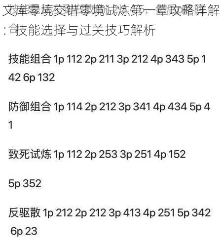 文库零境交错零境试炼第一章攻略详解：技能选择与过关技巧解析