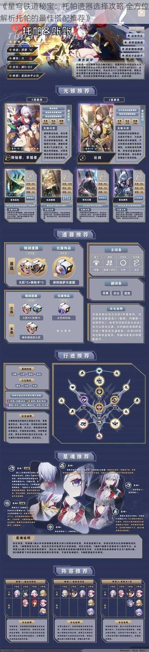 《星穹铁道秘宝：托帕遗器选择攻略 全方位解析托帕的最佳搭配推荐》