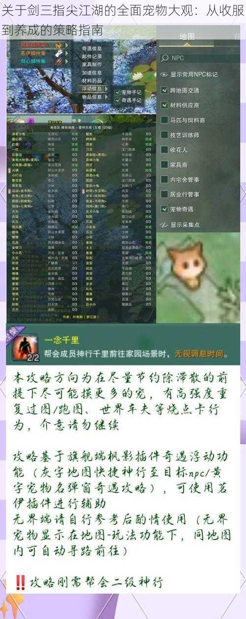 关于剑三指尖江湖的全面宠物大观：从收服到养成的策略指南