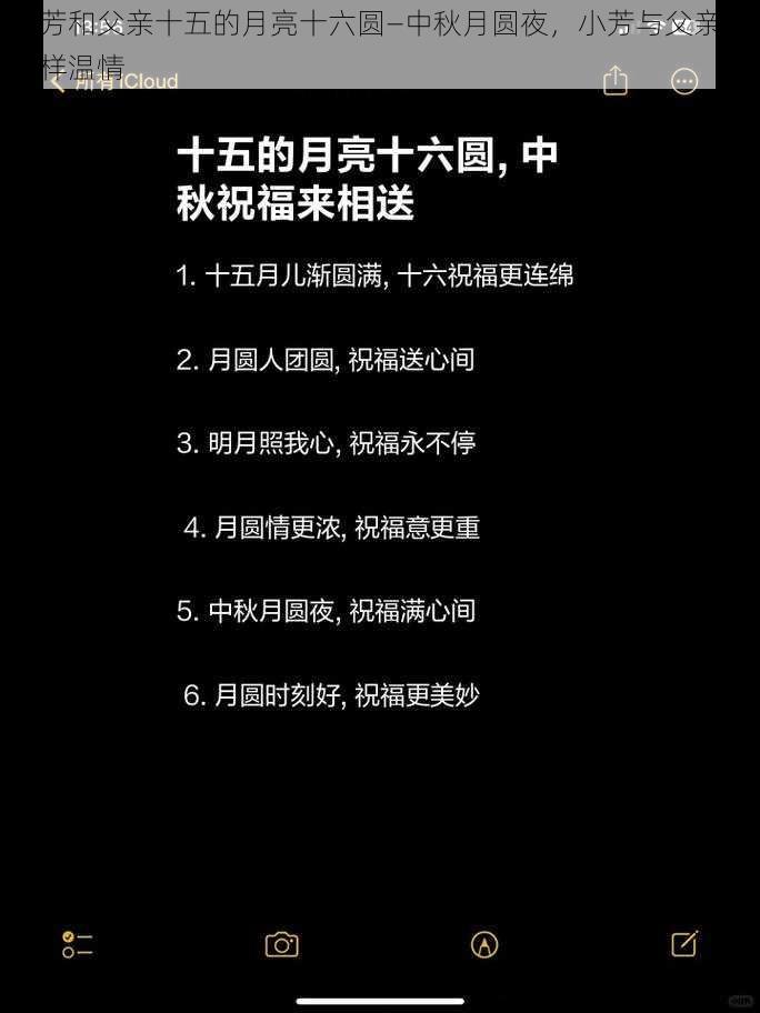 小芳和父亲十五的月亮十六圆—中秋月圆夜，小芳与父亲的别样温情