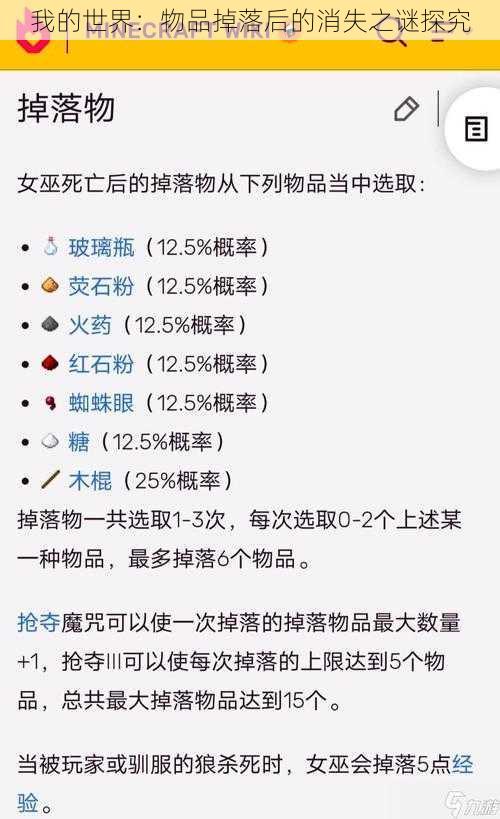 我的世界：物品掉落后的消失之谜探究