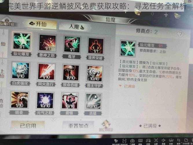 完美世界手游逆鳞披风免费获取攻略：寻龙任务全解析