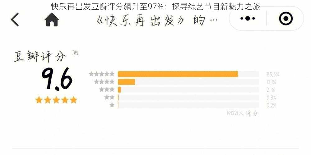 快乐再出发豆瓣评分飙升至97%：探寻综艺节目新魅力之旅