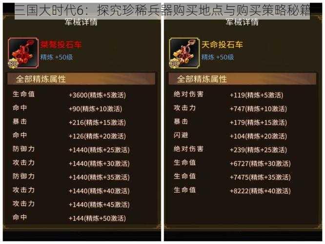 三国大时代6：探究珍稀兵器购买地点与购买策略秘籍