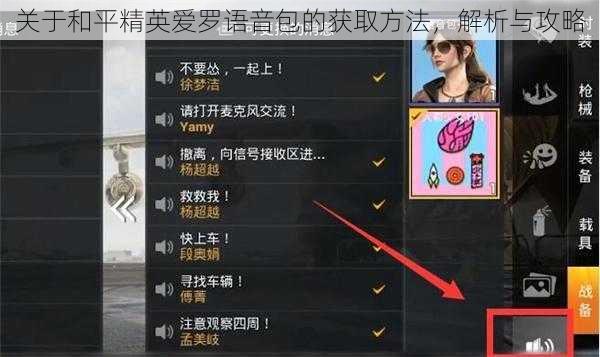 关于和平精英爱罗语音包的获取方法，解析与攻略