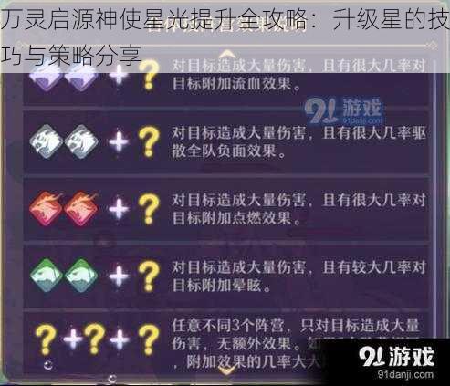 万灵启源神使星光提升全攻略：升级星的技巧与策略分享