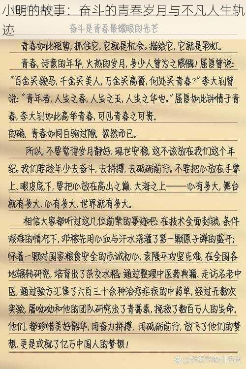 小明的故事：奋斗的青春岁月与不凡人生轨迹