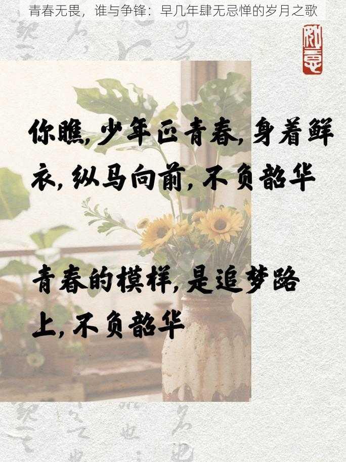 青春无畏，谁与争锋：早几年肆无忌惮的岁月之歌